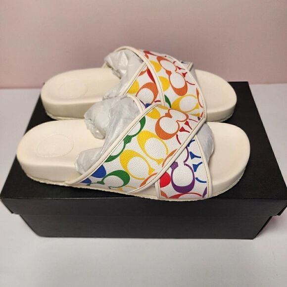 NWT Coach Rainbow Signature Crossover Sandal CI899 Men’s 10D - Picture 5 of 5